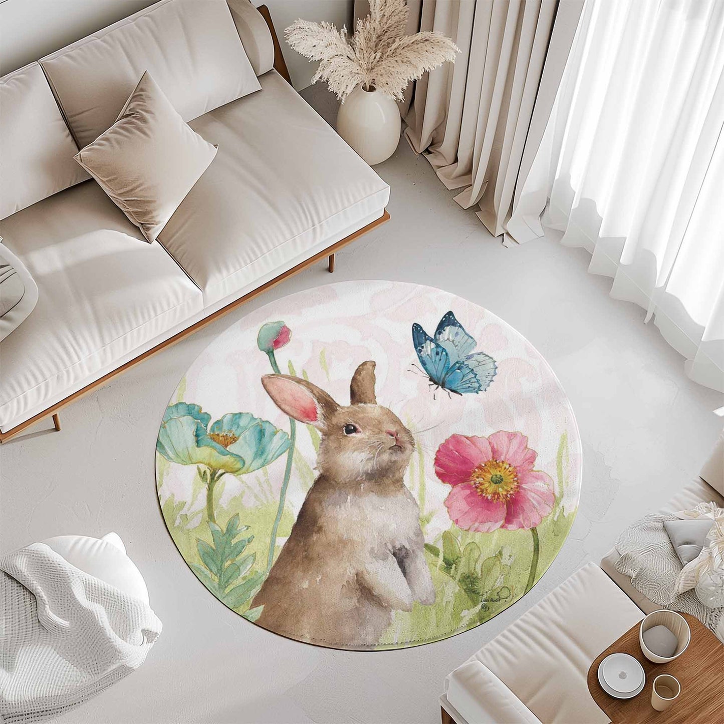 Spring Bunny Round Rug