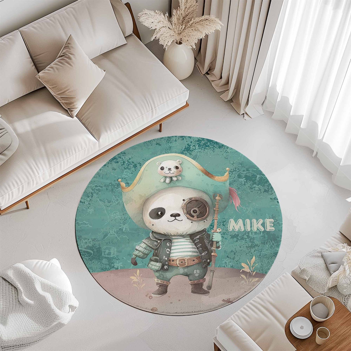 Pirate Panda Round Rug