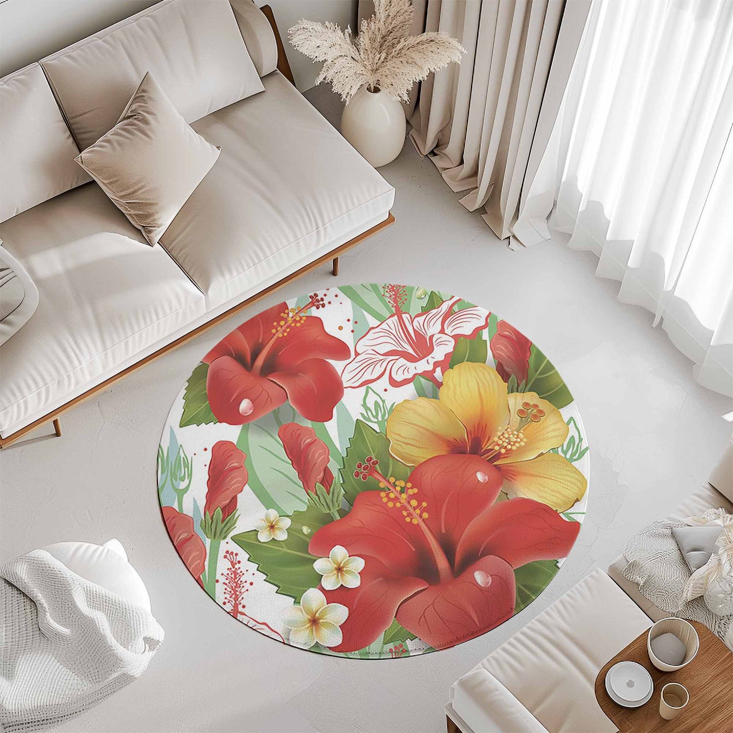 Hibiscus Floral Round Rug