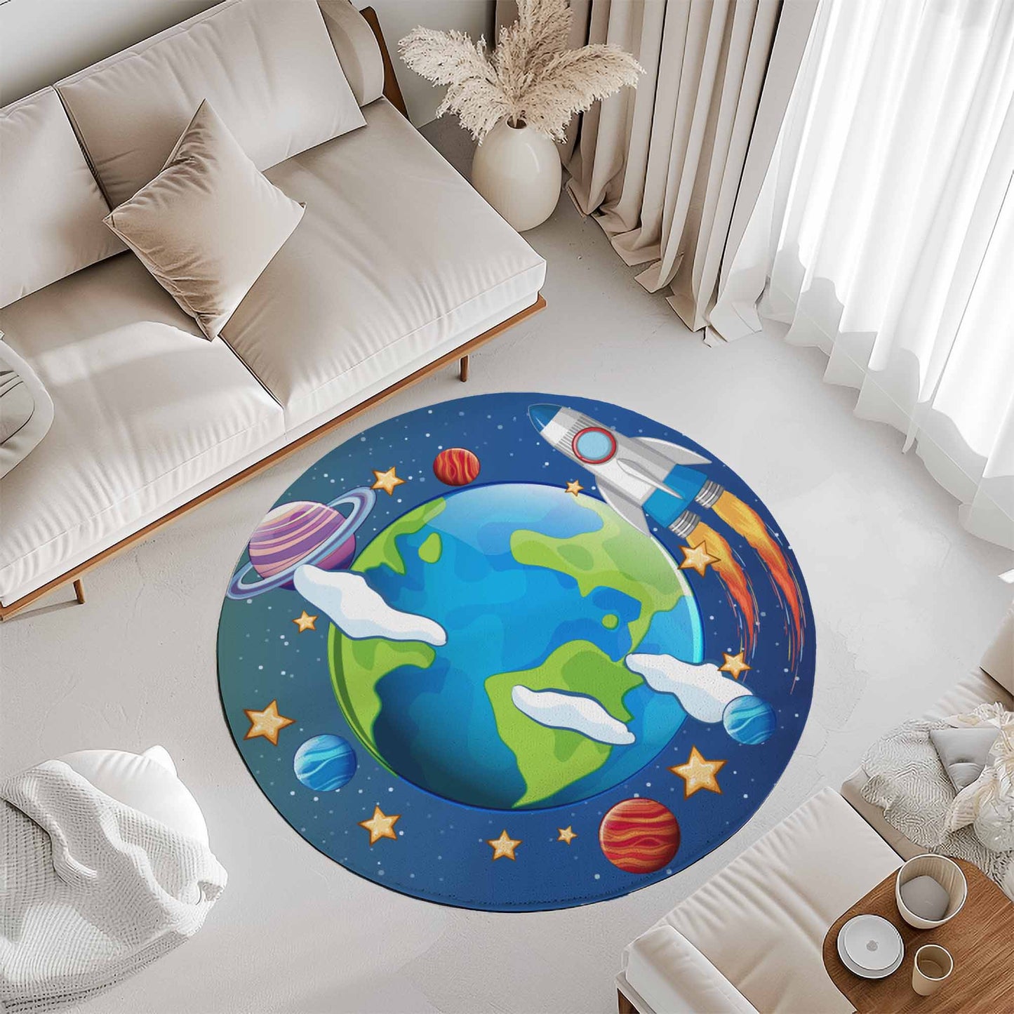 Planet Earth Round Rug