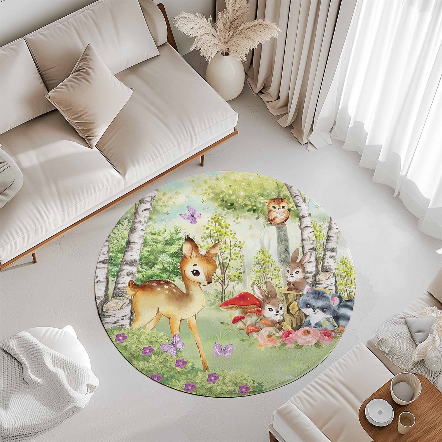 Forest Deer Round Rug