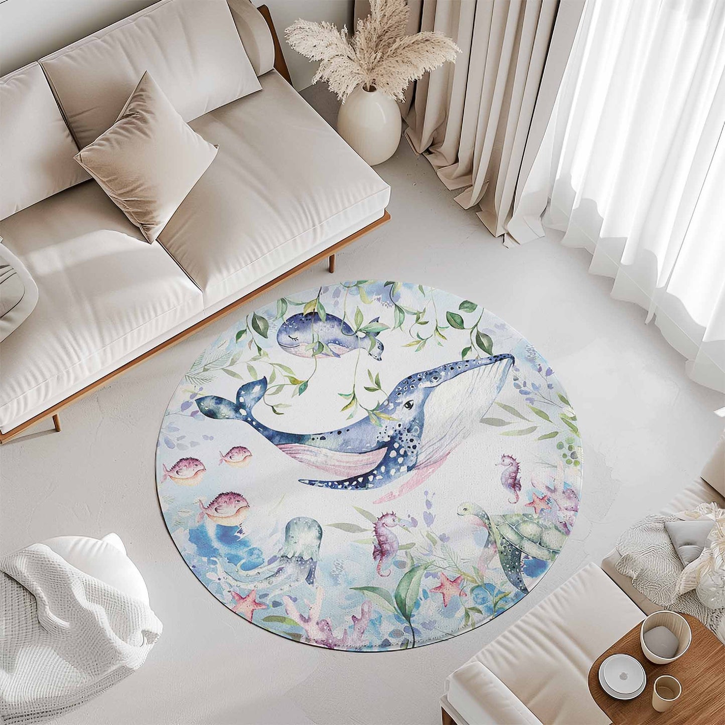 Sea Whale Round Rug