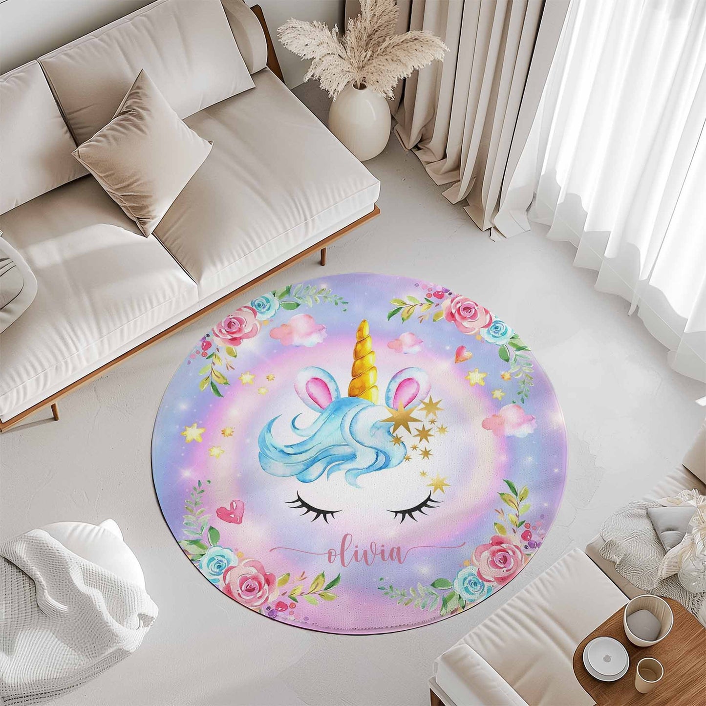 Unicorn Face Round Rug