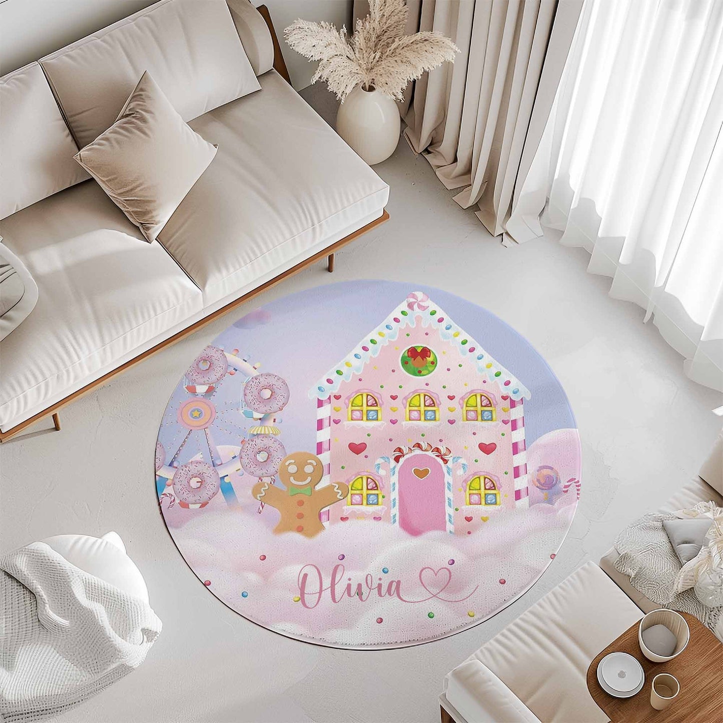 Cotton Candy Christmas Round Rug