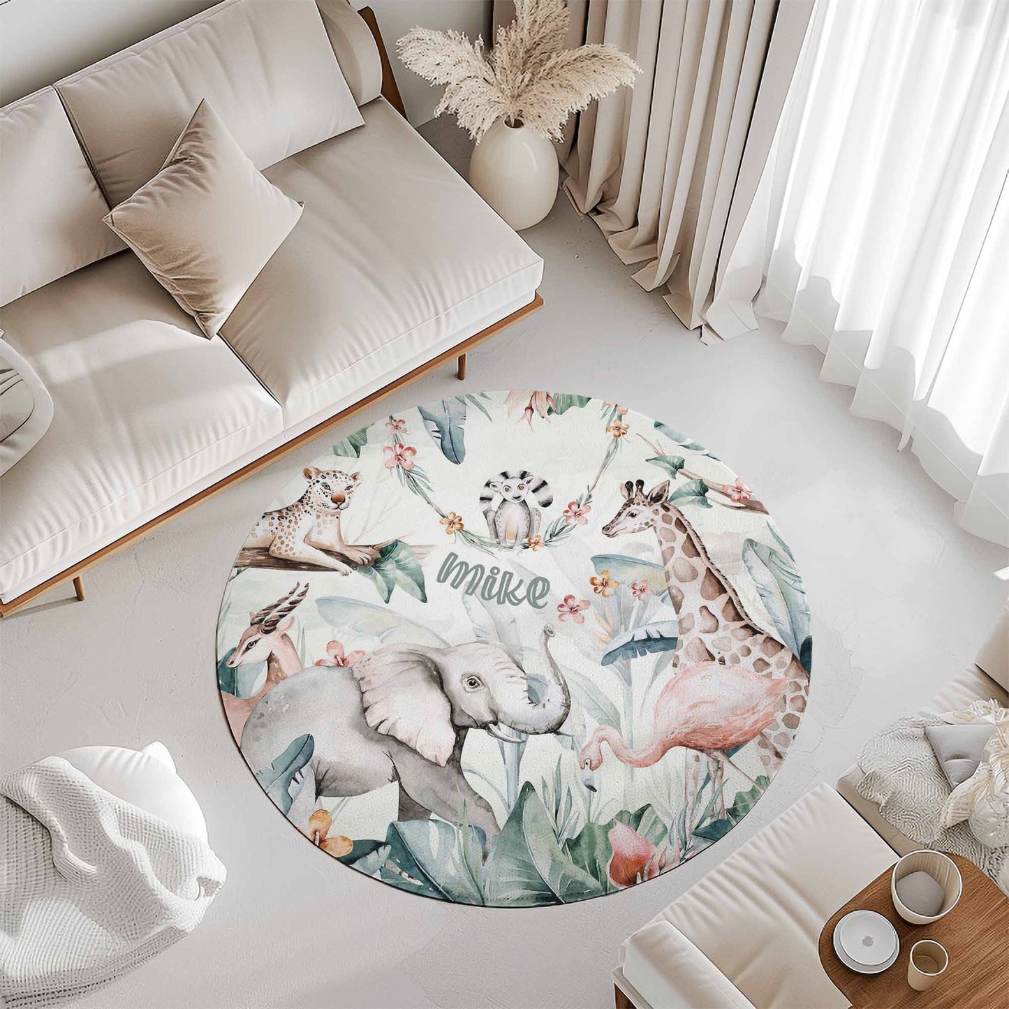 Safari Animals Round Rug