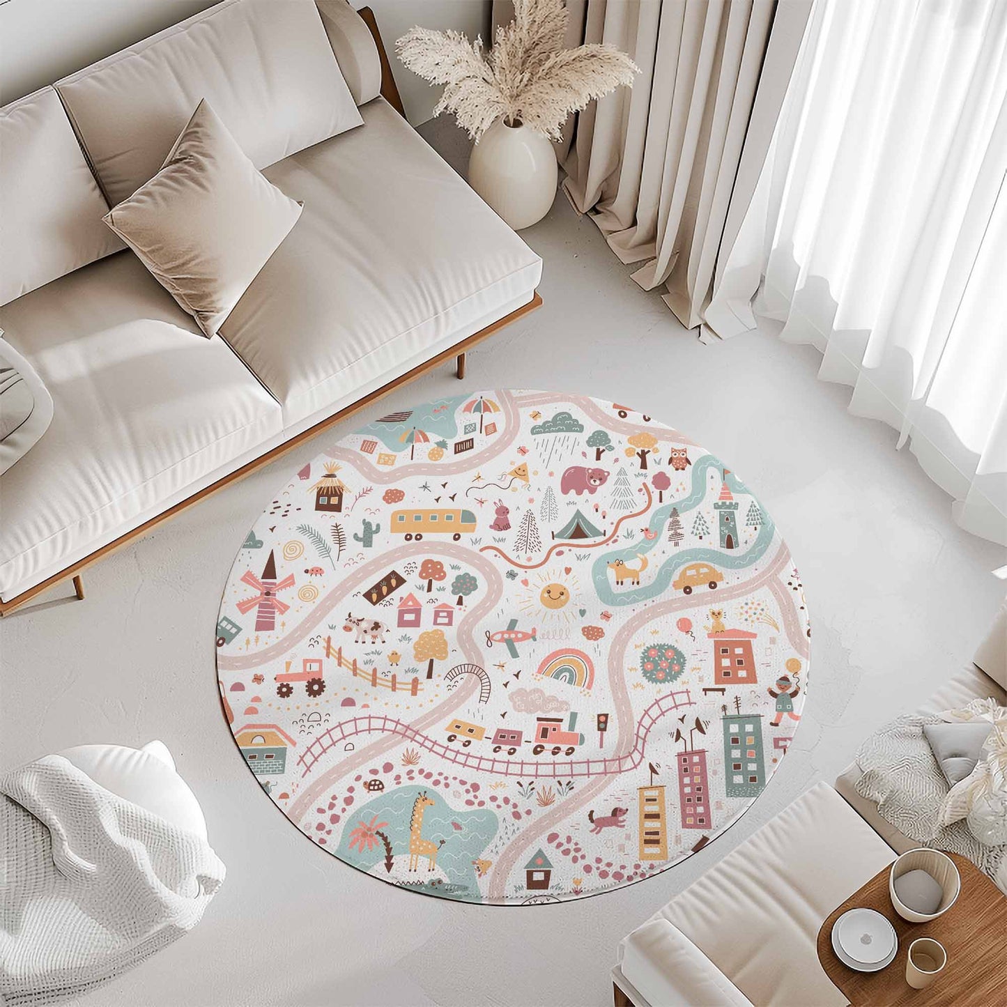 City Road Map Round Rug