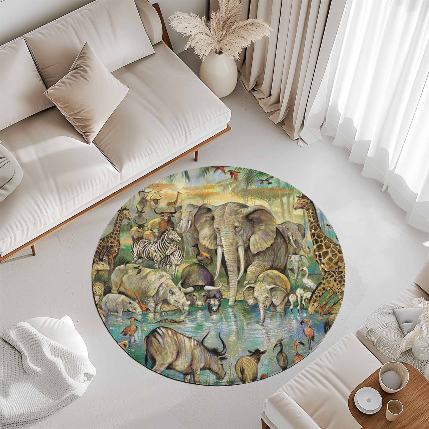 Safari Animals Round Rug