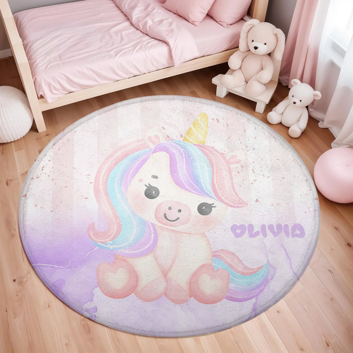 Baby Unicorn Round Rug