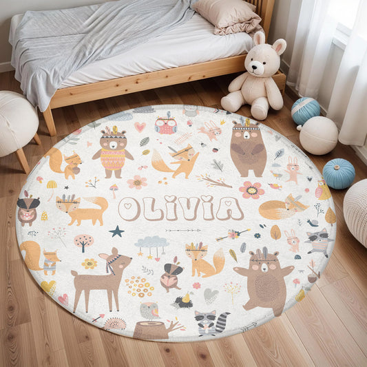 Boho Animals Round Rug