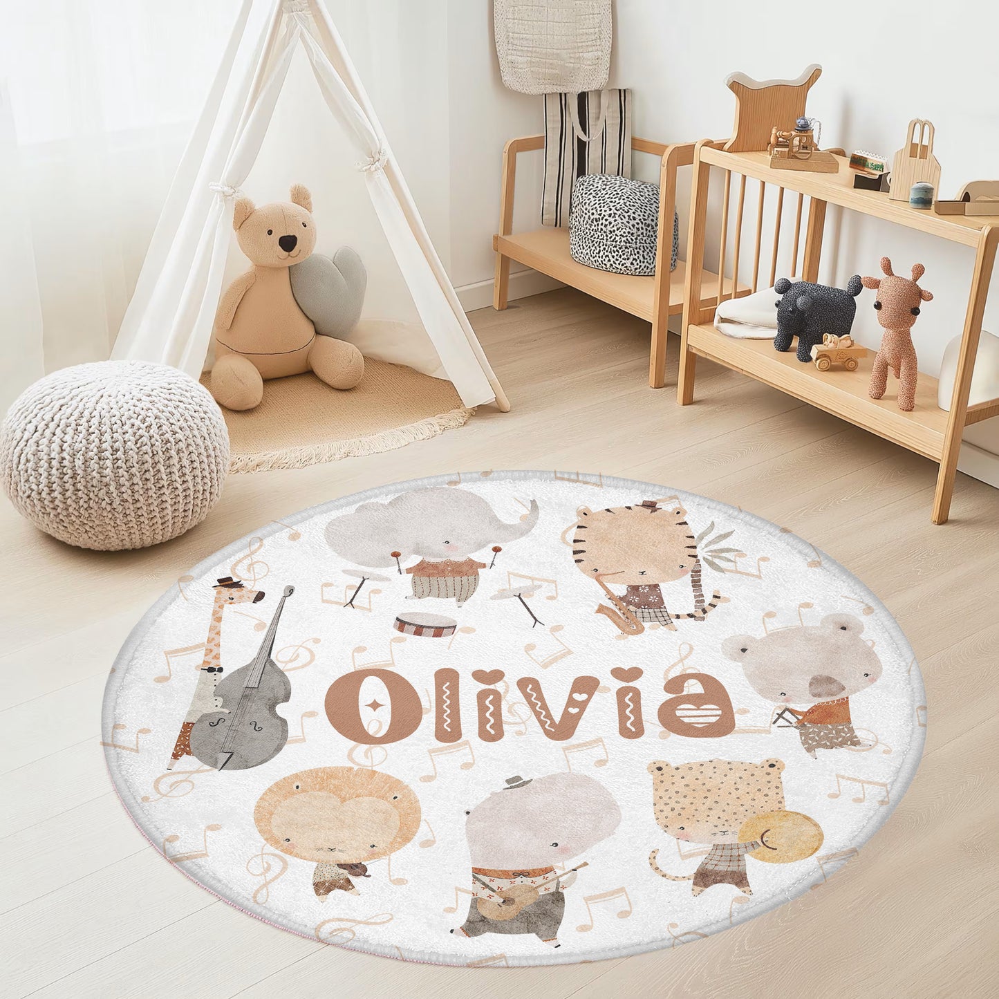 Musical Animals Round Rug