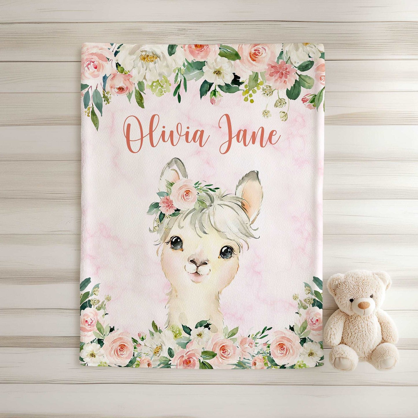 Llama Rose Floral Blanket