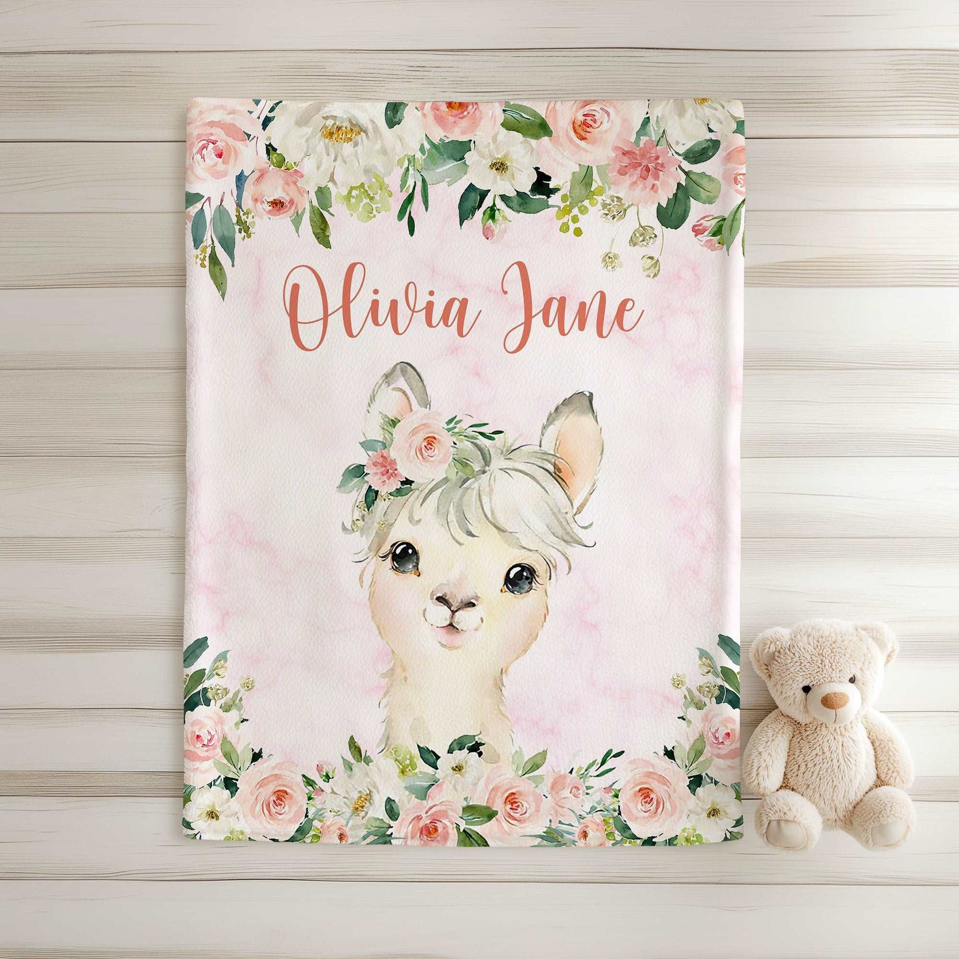 Llama Rose Floral Blanket