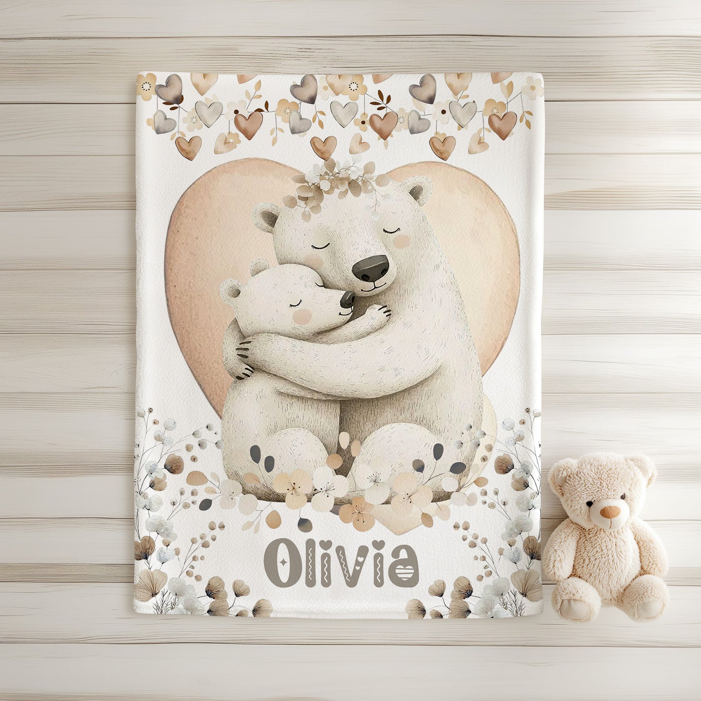 Mom And Baby Polar Bear Blanket