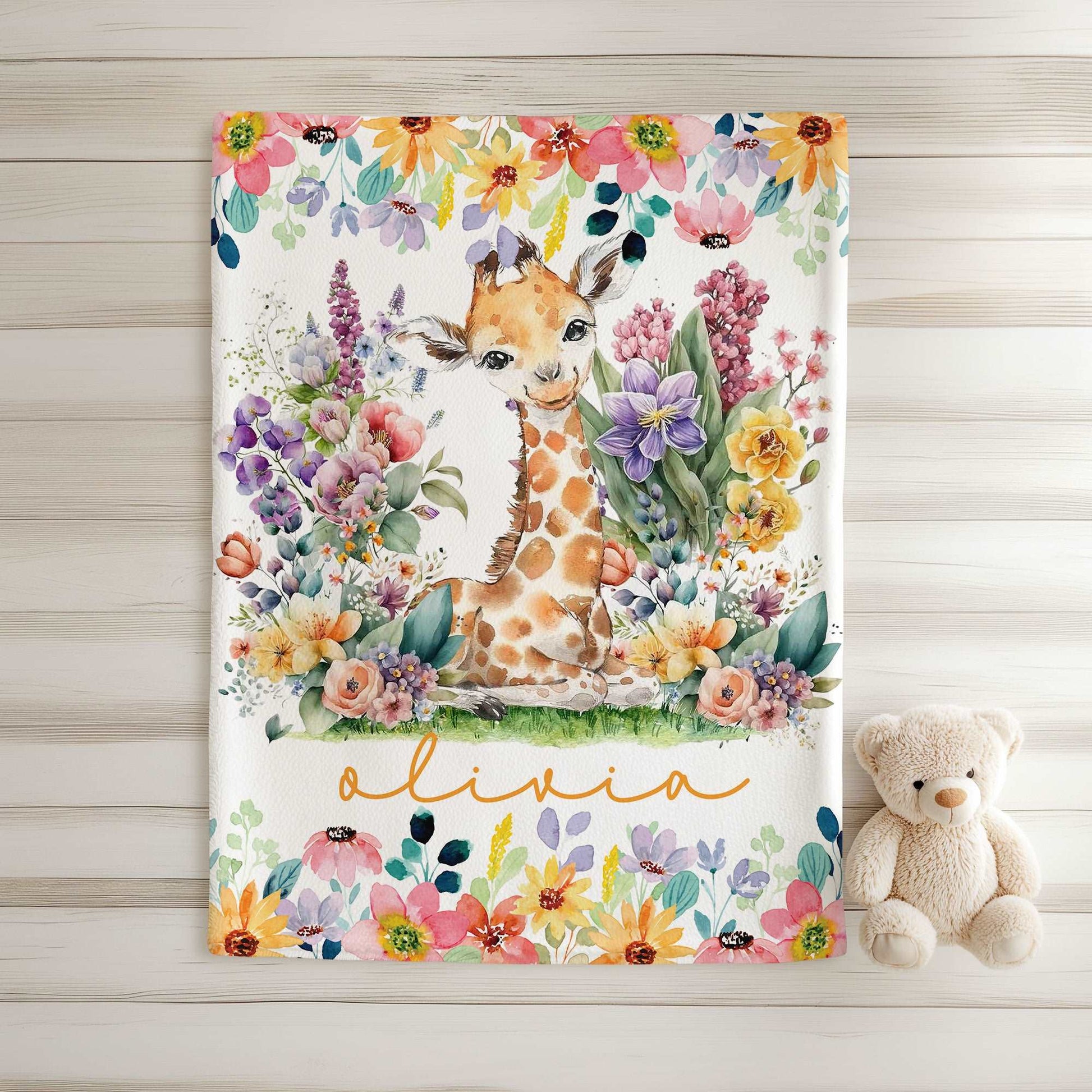 Floral Giraffe Blanket