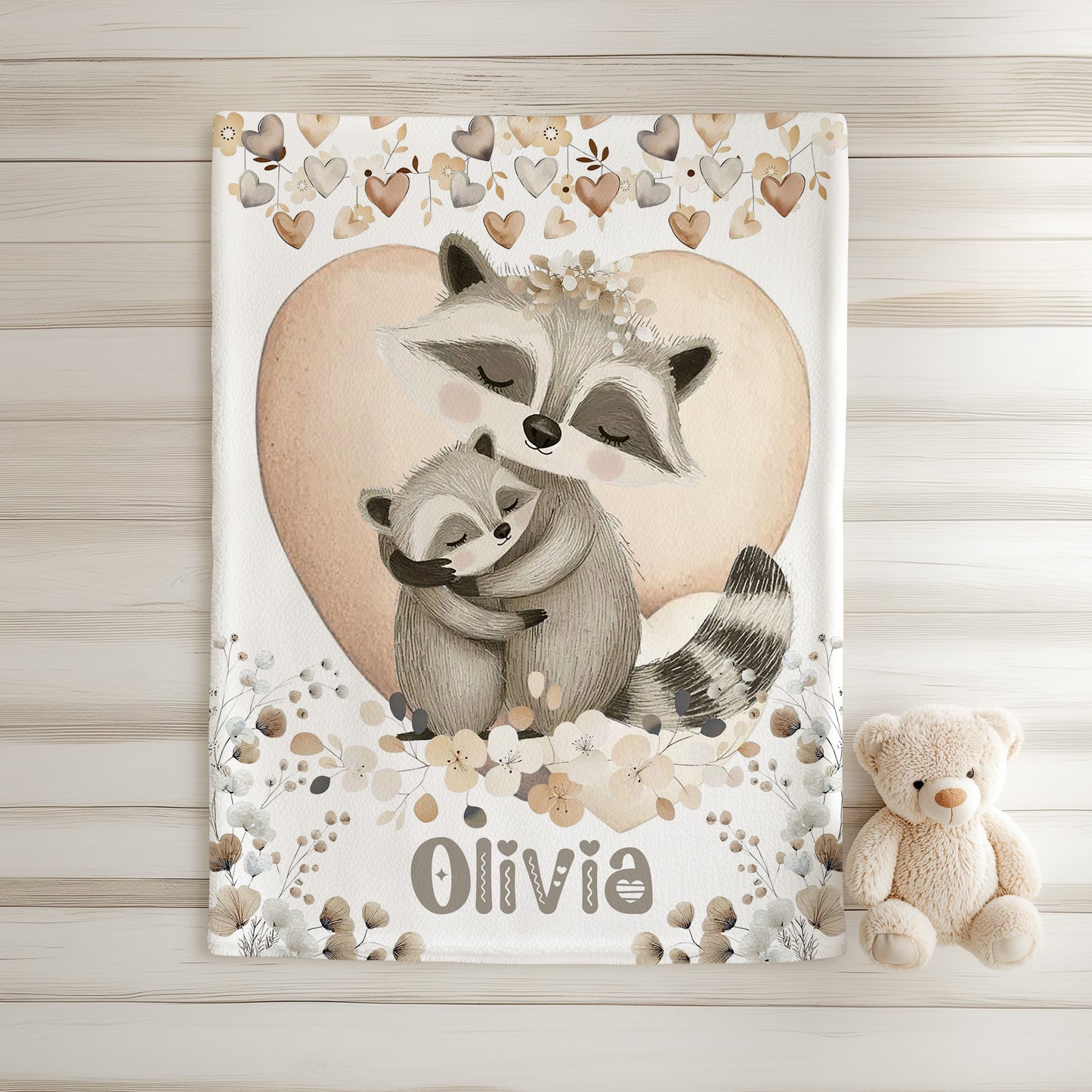 Mom And Baby Raccoon Blanket