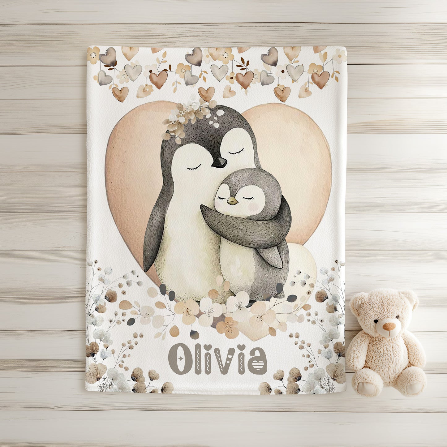 Mom And Baby Penguin Blanket
