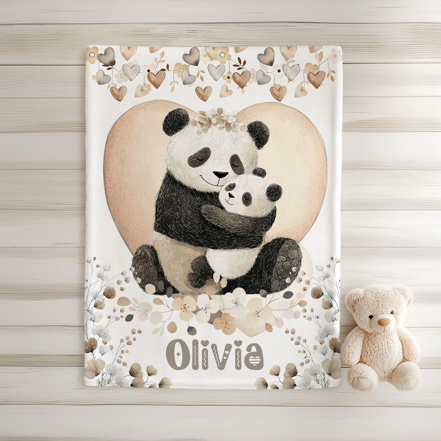 Mom And Baby Panda Blanket