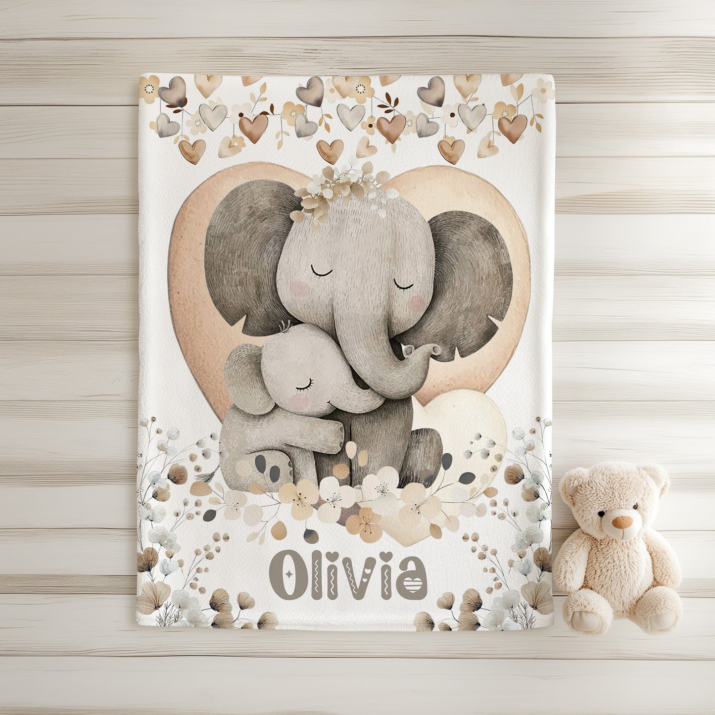 Mom And Baby Elephant Blanket