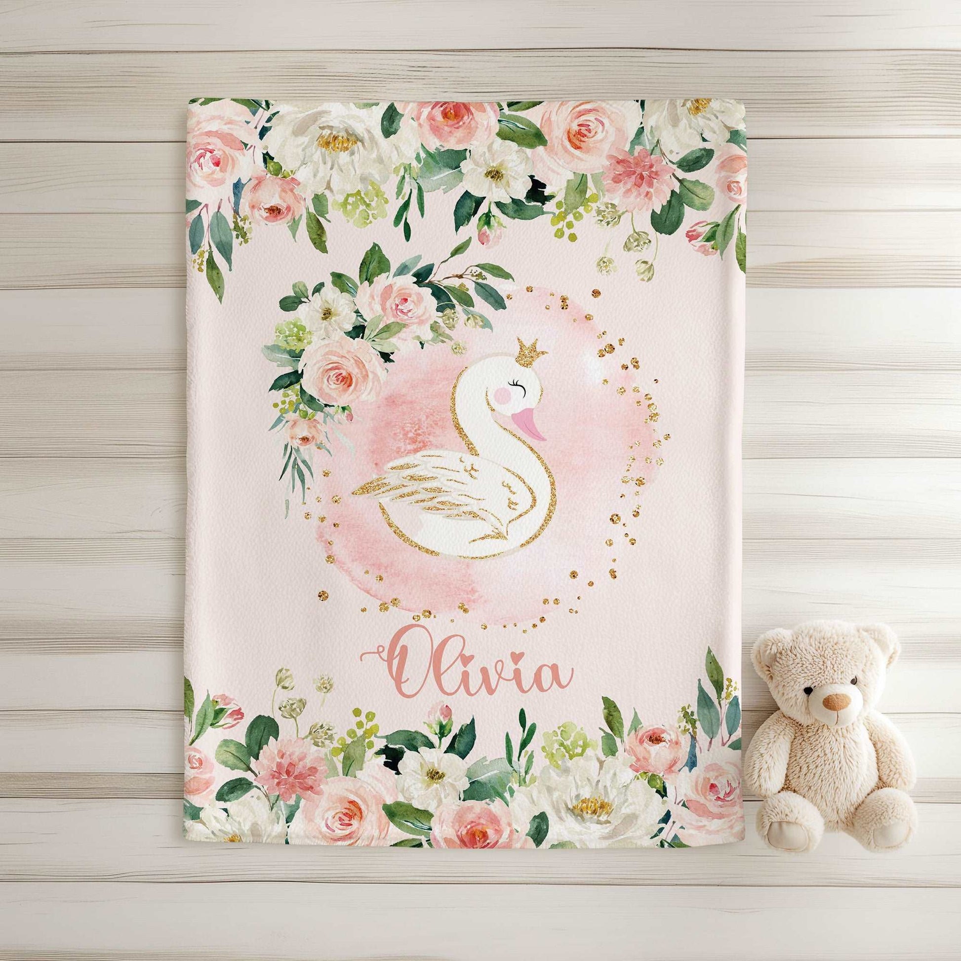 Floral Swan Blanket