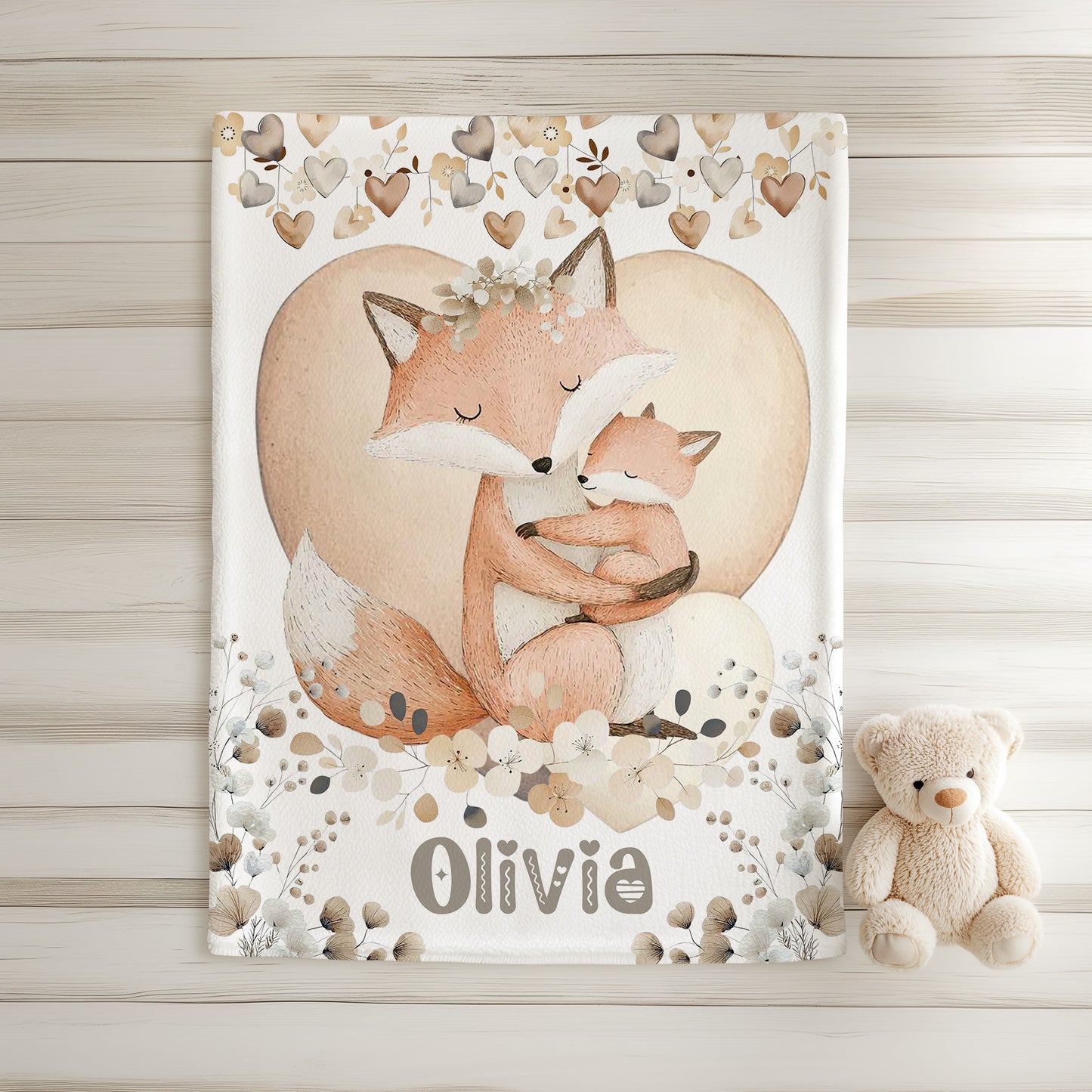 Mom And Baby Fox Blanket