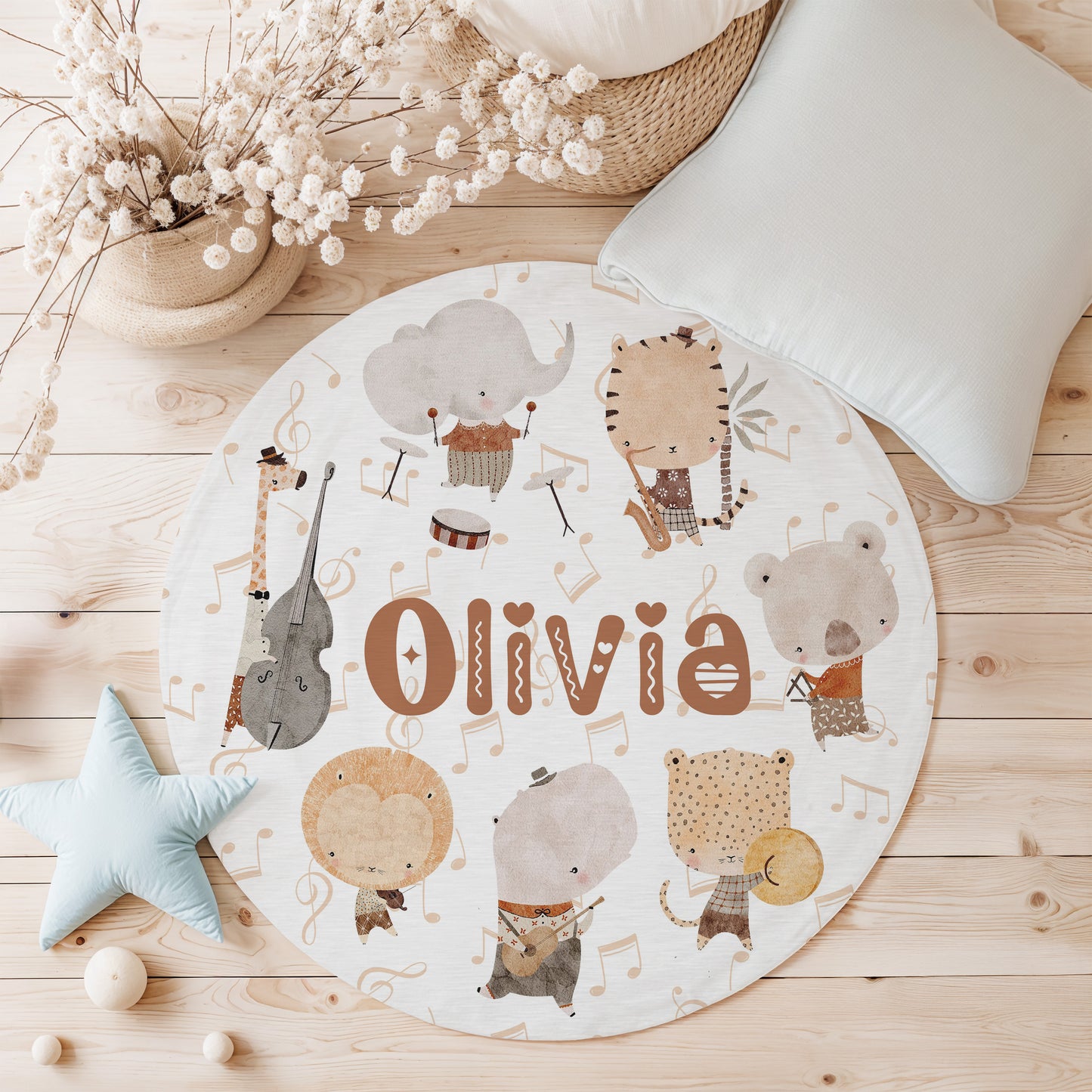 Musical Animals Round Rug