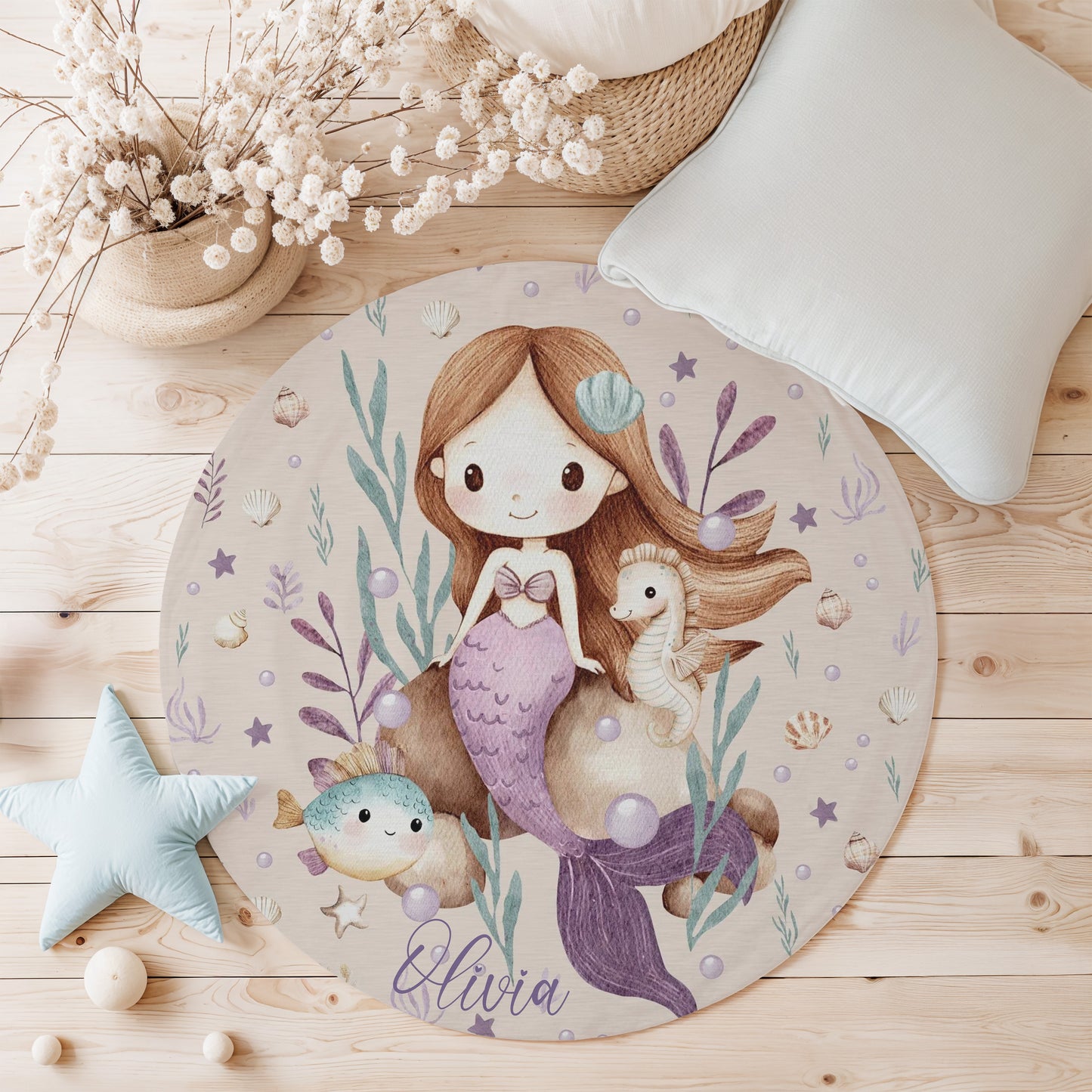 Sea Mermaid Round Rug