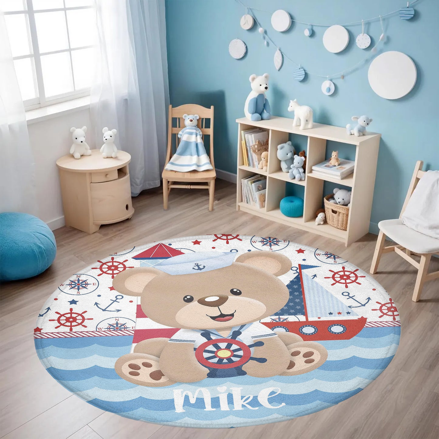 Nautical Bear Round Rug