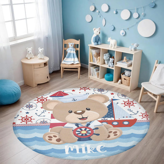 Nautical Bear Round Rug