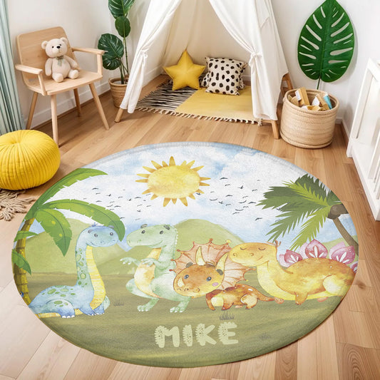 Dinosaur Family Round Rug