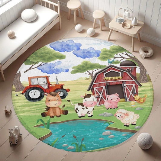 Farm Animals Round Rug