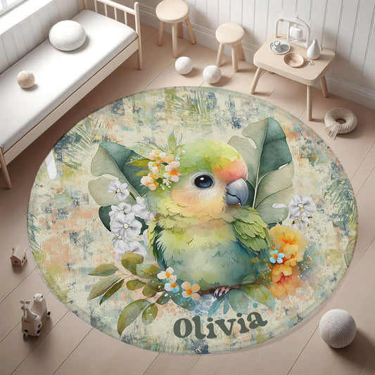 Tropical Parrot Round Rug