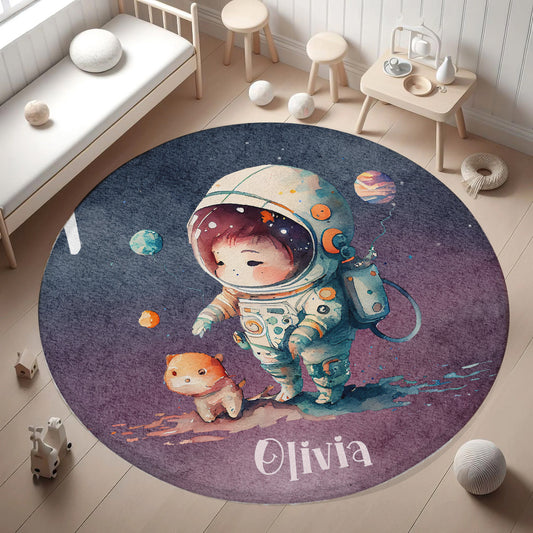 Little Astronaut Round Rug