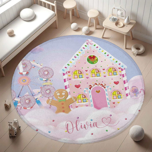 Cotton Candy Christmas Round Rug