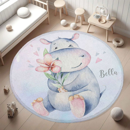 Baby Hippo Round Rug