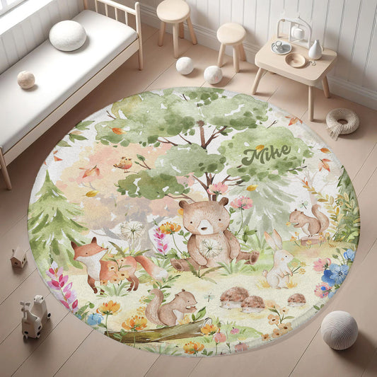 Woodland Bear Round Rug