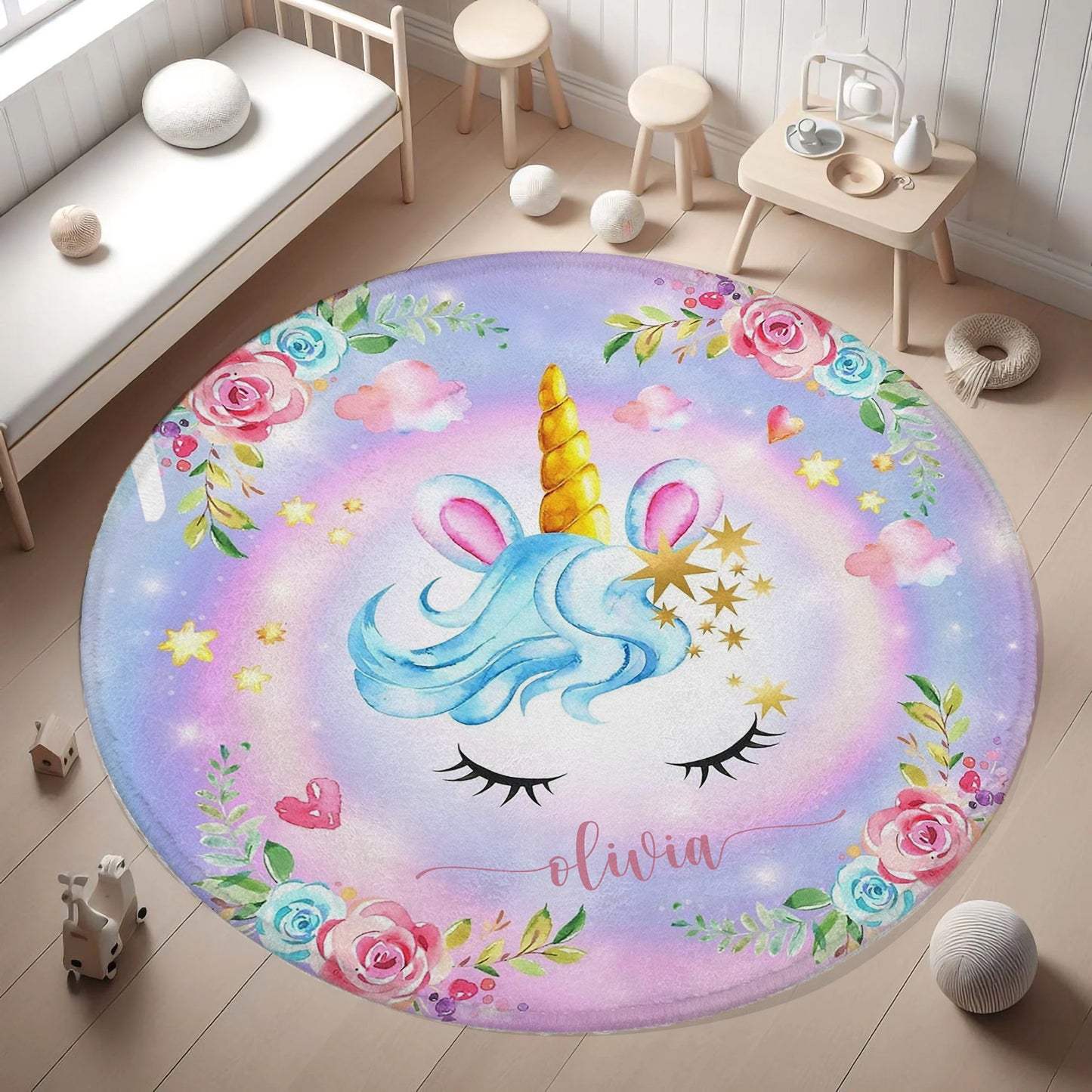 Unicorn Face Round Rug