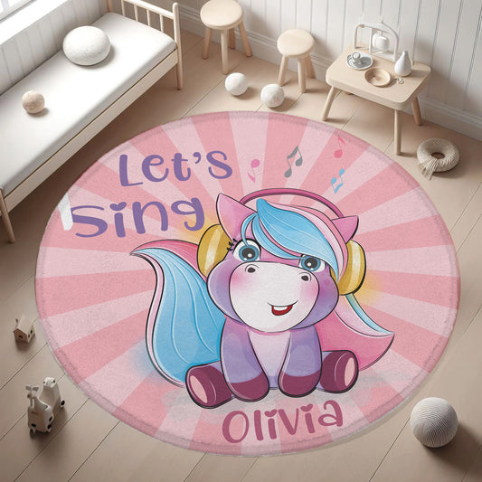 Let's Sing Unicorn Round Rug