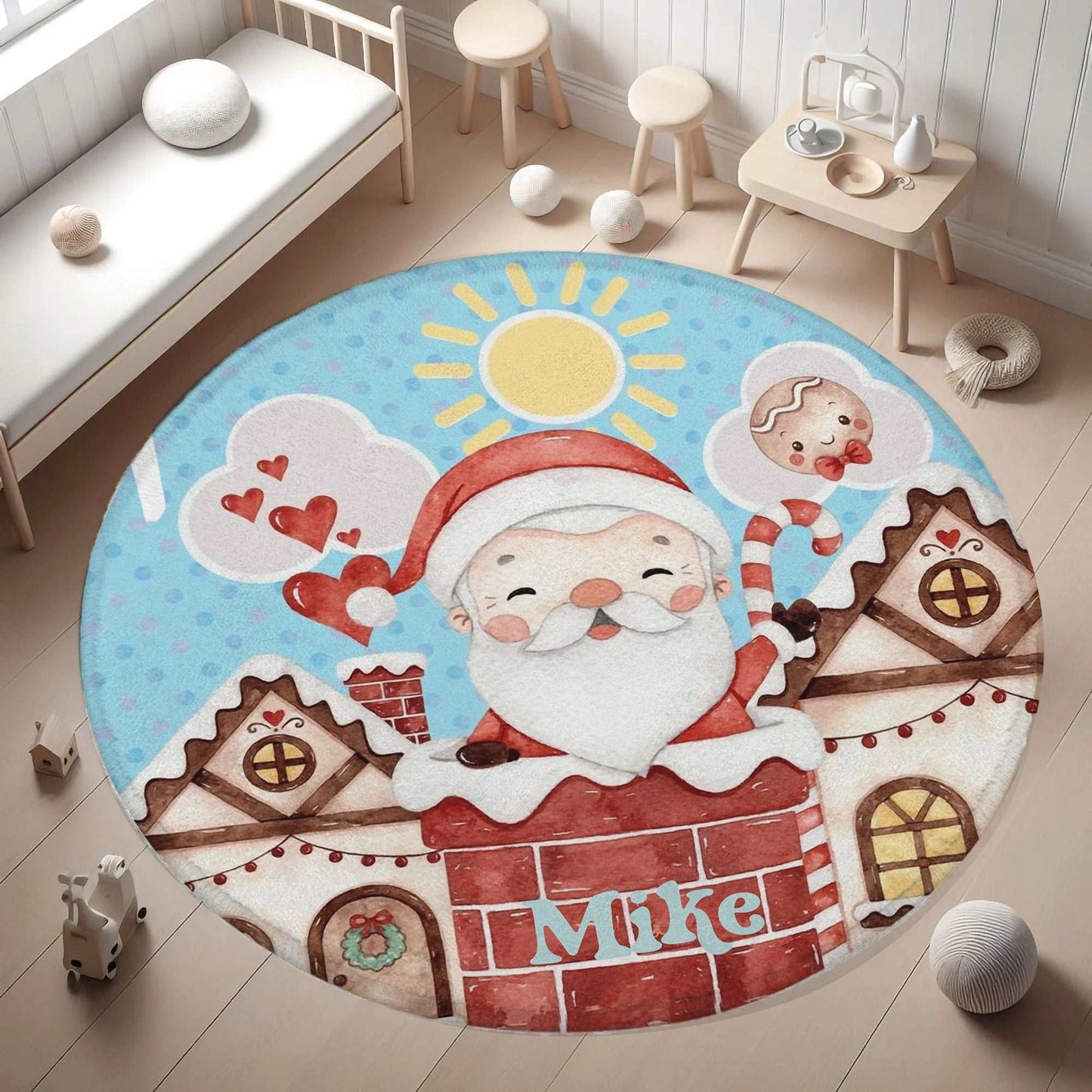 Christmas Santa Round Rug