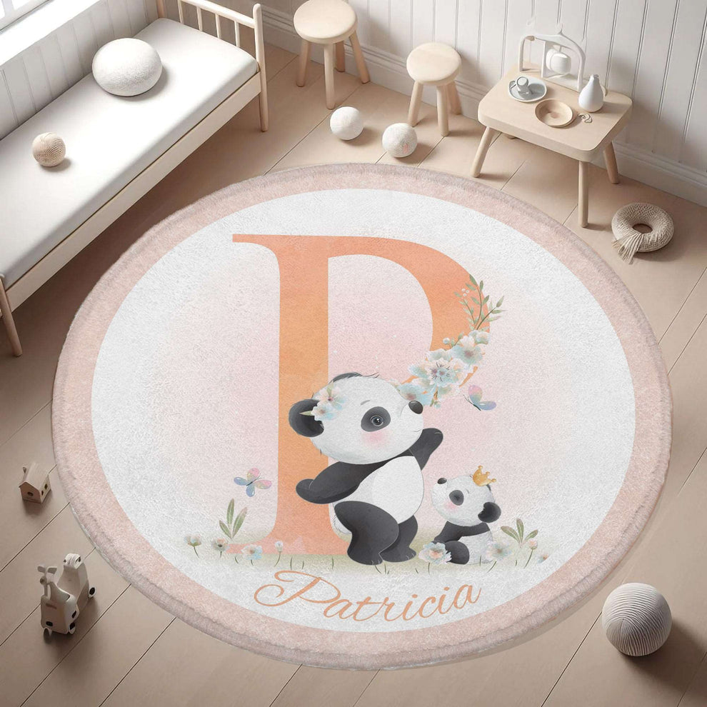 Baby Panda Alphabet Round Rug – hugtorugs