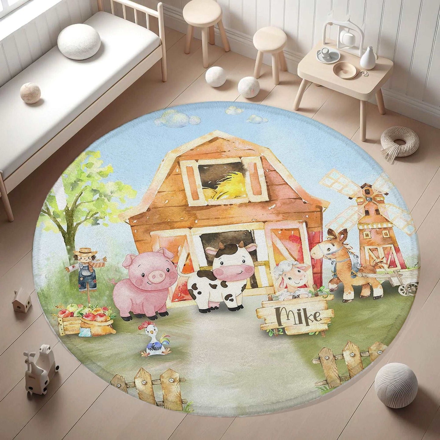 Farm Animals Round Rug