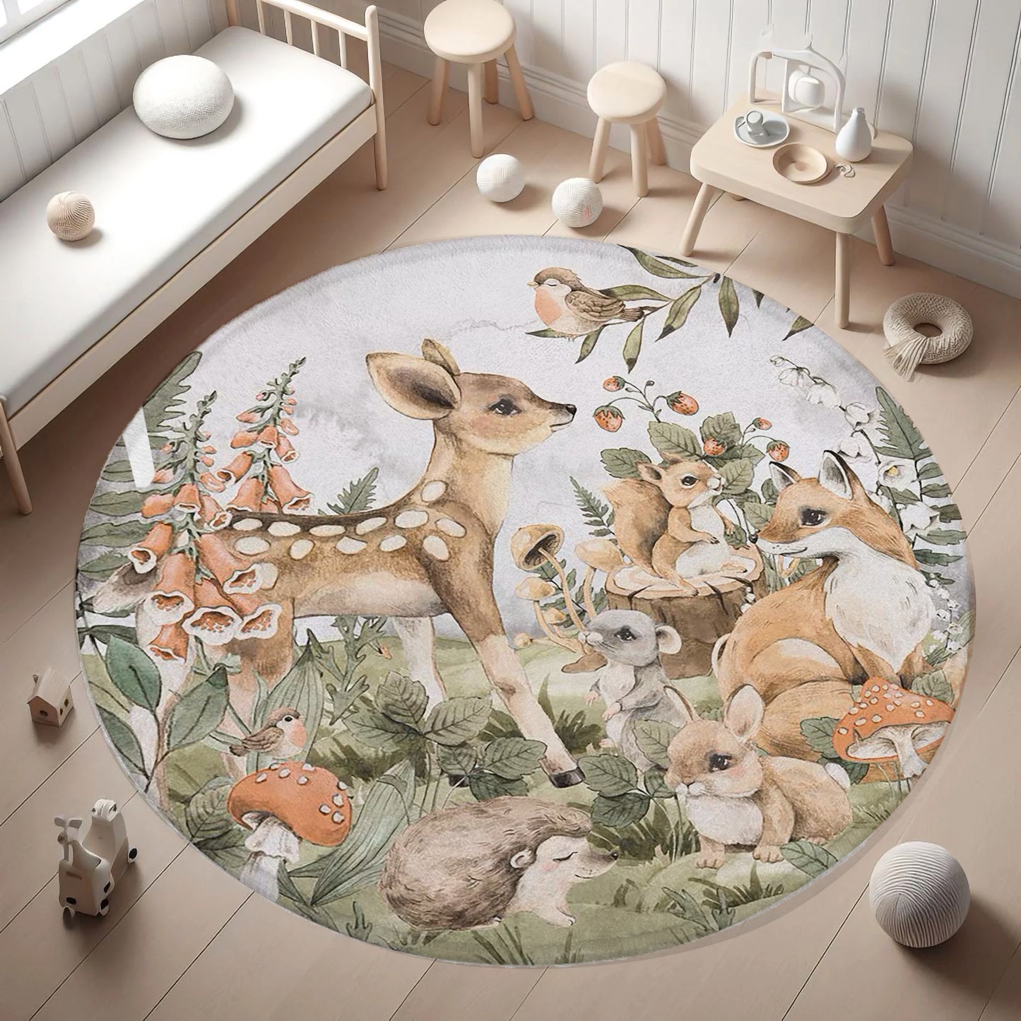 Woodland Deer Round Rug