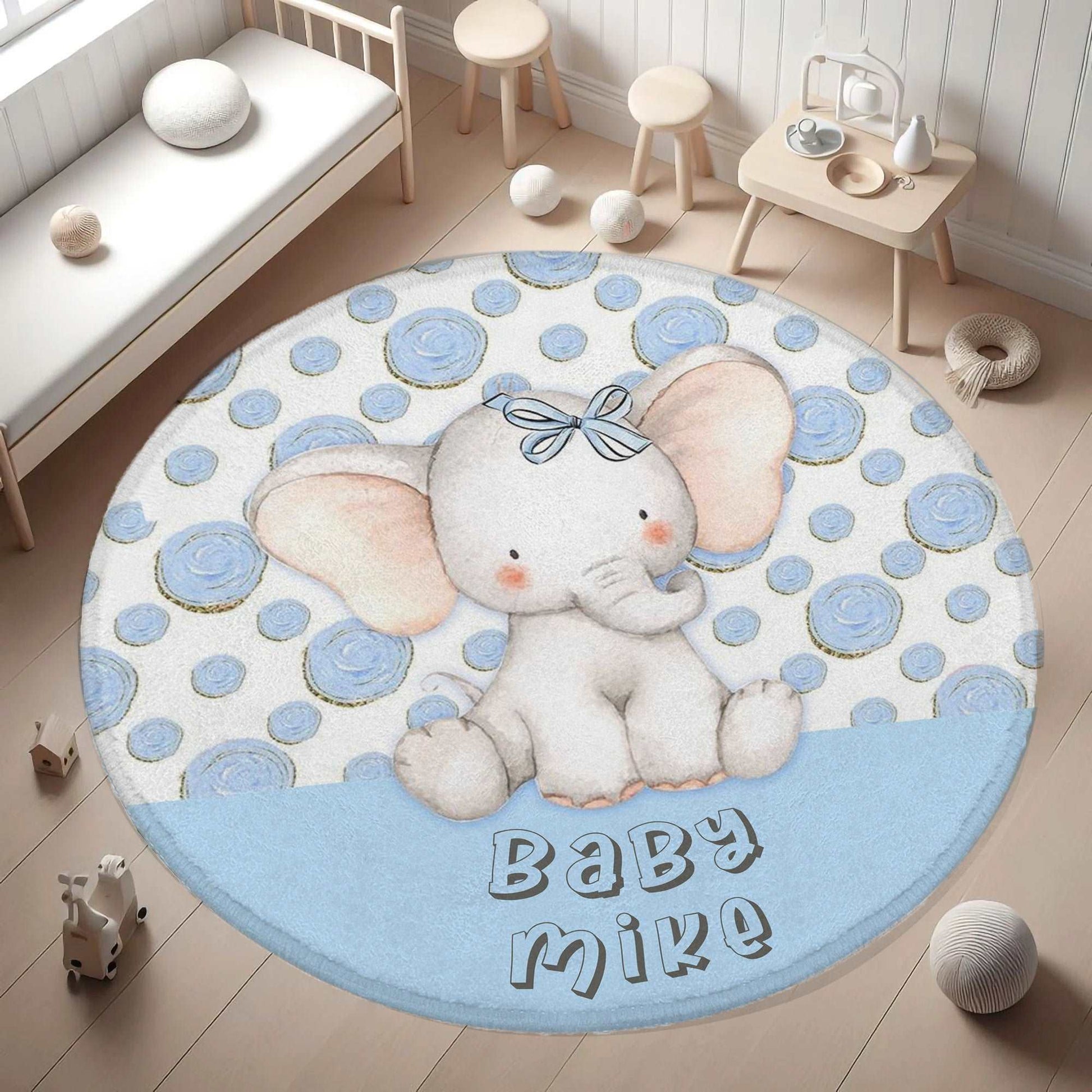 Baby Elephant Round Rug