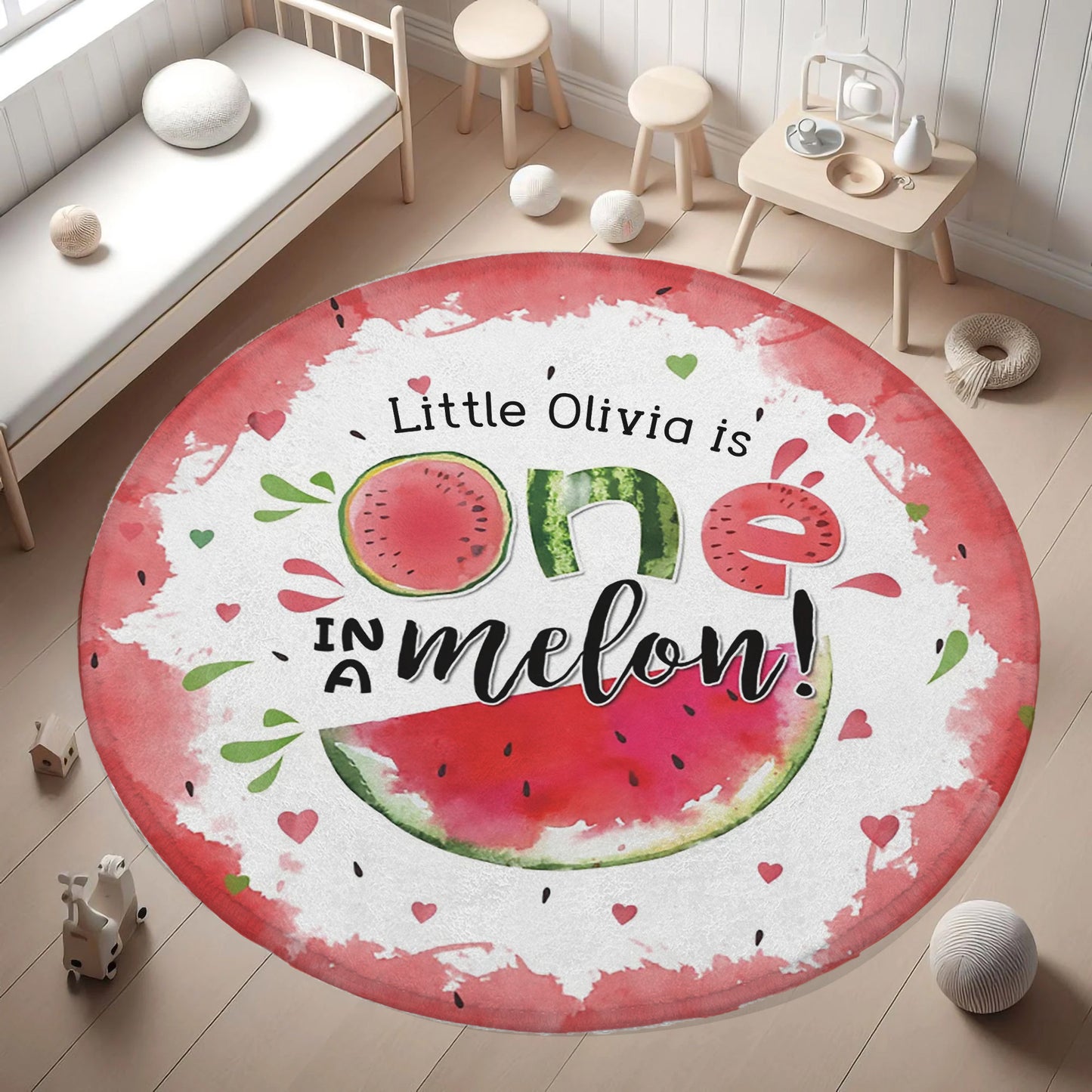 One In A Melon Round Rug