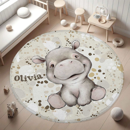 Baby Hippo Round Rug