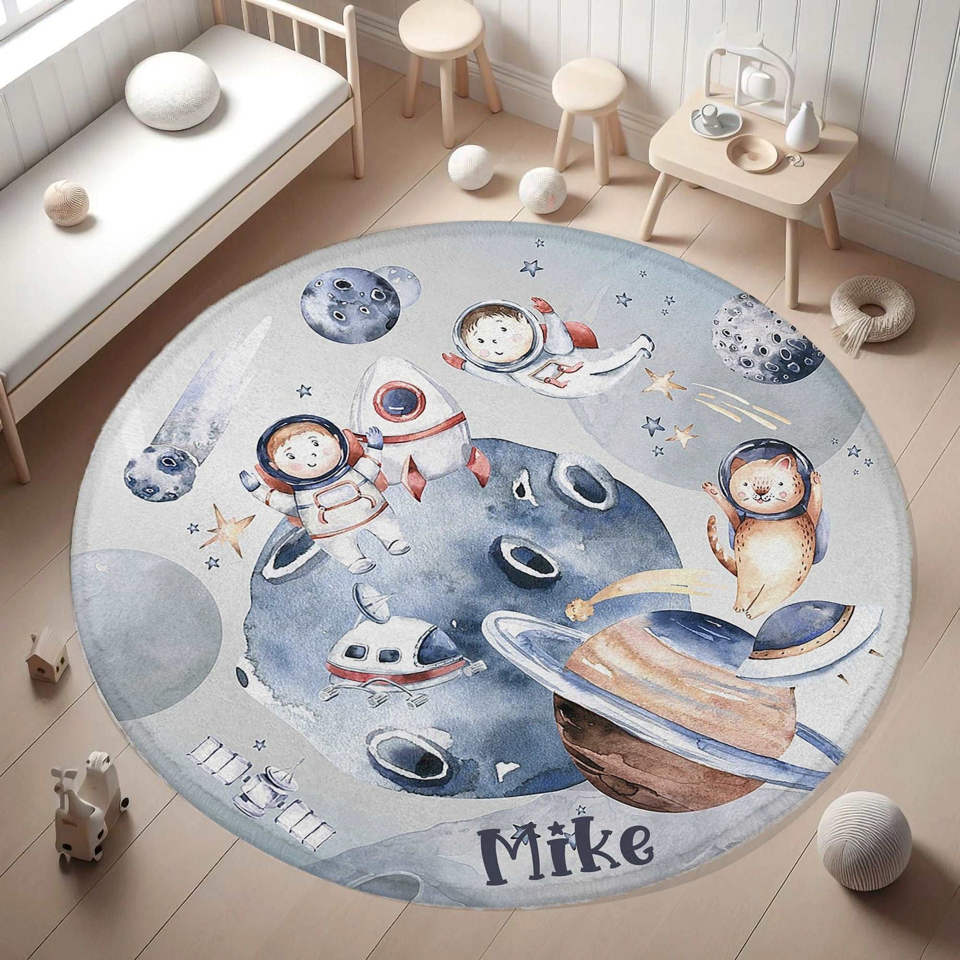 Astronaut Space Round Rug