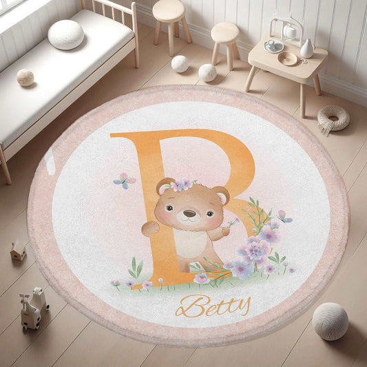 Baby Bear Alphabet Round Rug