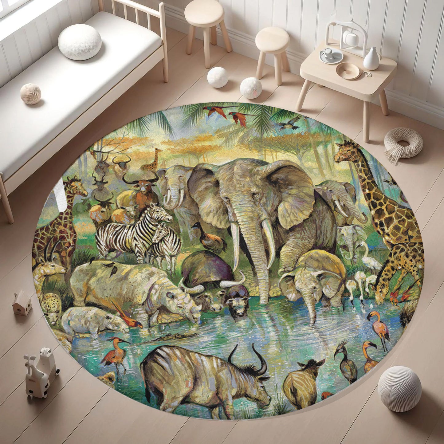 Safari Animals Round Rug