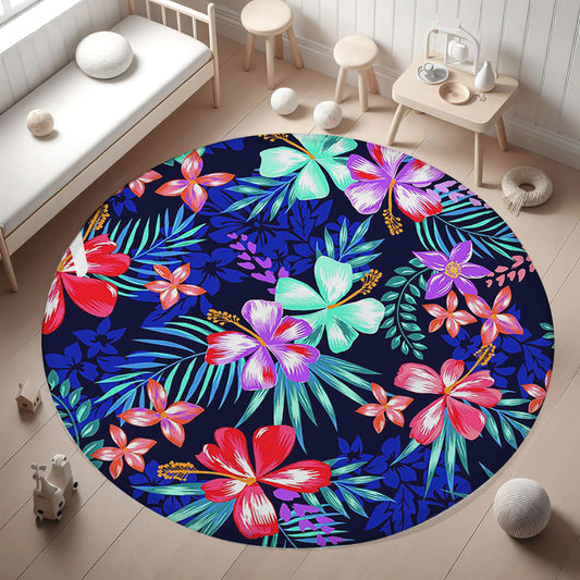 Neon Floral Round Rug