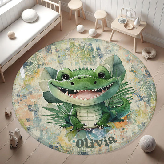 Tropical Crocodile Round Rug