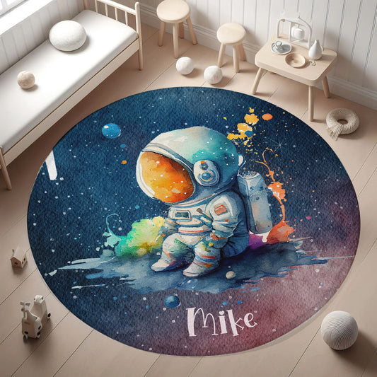 Little Astronaut Space Round Rug